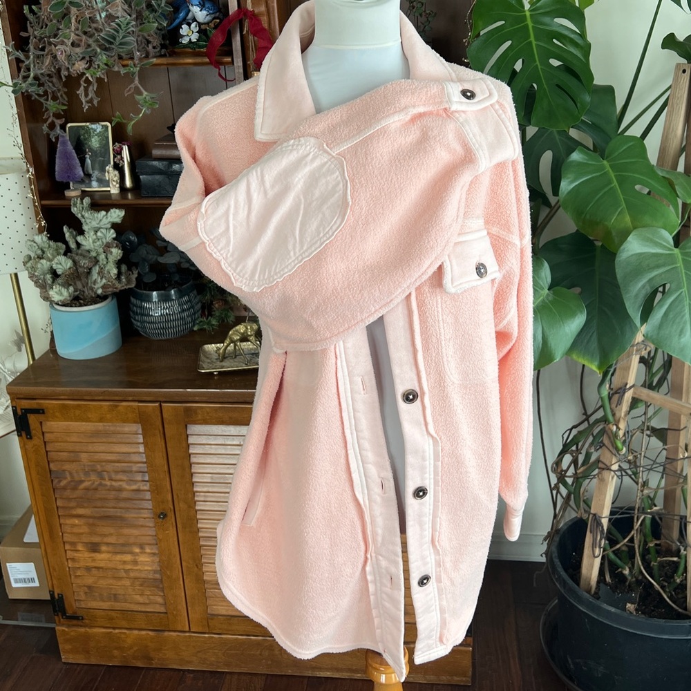 Free People Peach Soft Ruby Shacket NWOT S - Picture 5 of 11